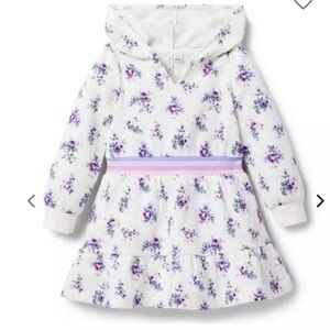 Janie and Jack White Floral Hooded Dress with Purple Accents